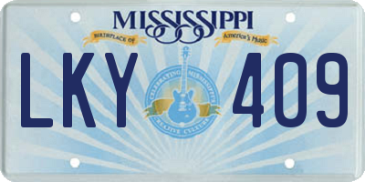 MS license plate LKY409