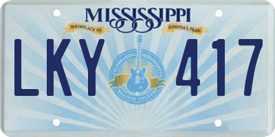 MS license plate LKY417