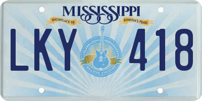 MS license plate LKY418