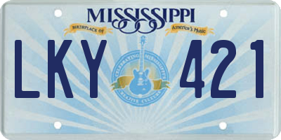 MS license plate LKY421