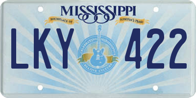 MS license plate LKY422
