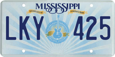 MS license plate LKY425