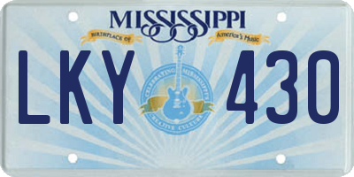 MS license plate LKY430