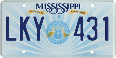 MS license plate LKY431