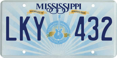 MS license plate LKY432