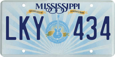 MS license plate LKY434