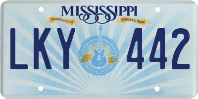MS license plate LKY442