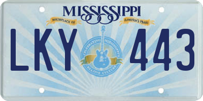 MS license plate LKY443