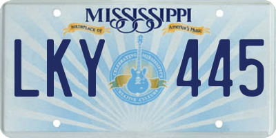 MS license plate LKY445