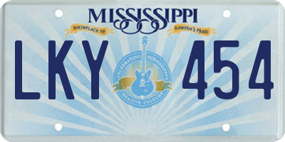 MS license plate LKY454
