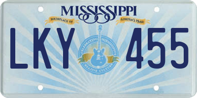 MS license plate LKY455