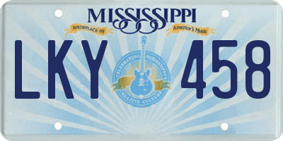 MS license plate LKY458