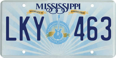 MS license plate LKY463