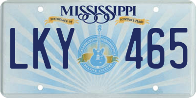 MS license plate LKY465
