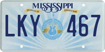 MS license plate LKY467