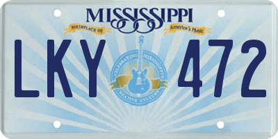 MS license plate LKY472