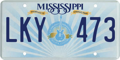 MS license plate LKY473