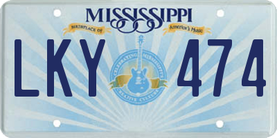 MS license plate LKY474