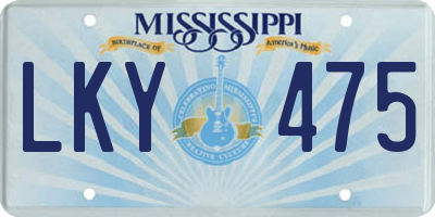MS license plate LKY475