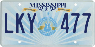 MS license plate LKY477