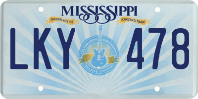 MS license plate LKY478