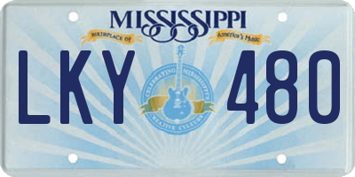 MS license plate LKY480