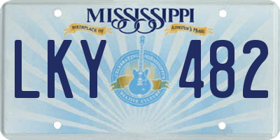MS license plate LKY482