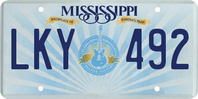 MS license plate LKY492