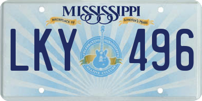 MS license plate LKY496