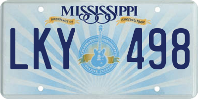 MS license plate LKY498