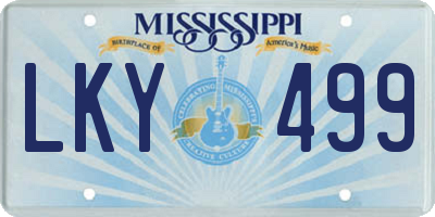MS license plate LKY499