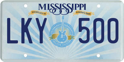 MS license plate LKY500