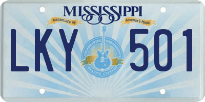 MS license plate LKY501