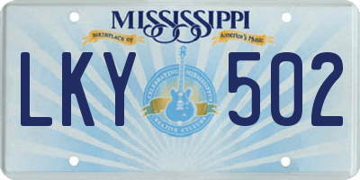 MS license plate LKY502
