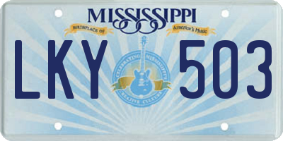 MS license plate LKY503
