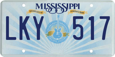 MS license plate LKY517