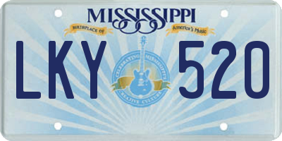 MS license plate LKY520