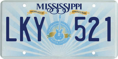 MS license plate LKY521
