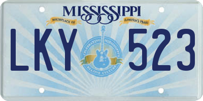MS license plate LKY523
