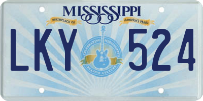 MS license plate LKY524