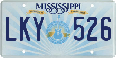 MS license plate LKY526