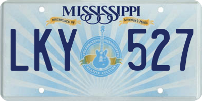 MS license plate LKY527