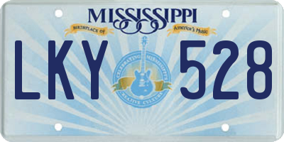 MS license plate LKY528