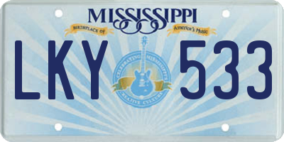 MS license plate LKY533