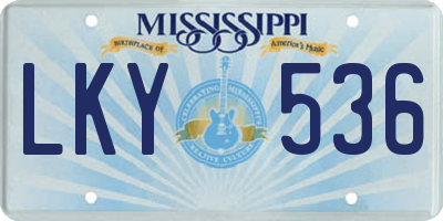 MS license plate LKY536