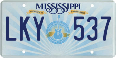 MS license plate LKY537