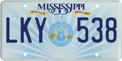 MS license plate LKY538