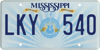 MS license plate LKY540