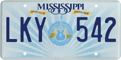 MS license plate LKY542