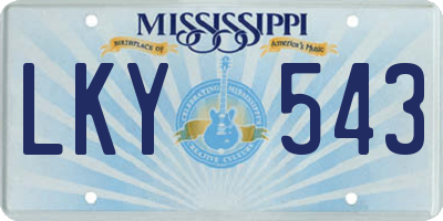 MS license plate LKY543